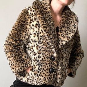 Leopard Print Faux Fur Jacket